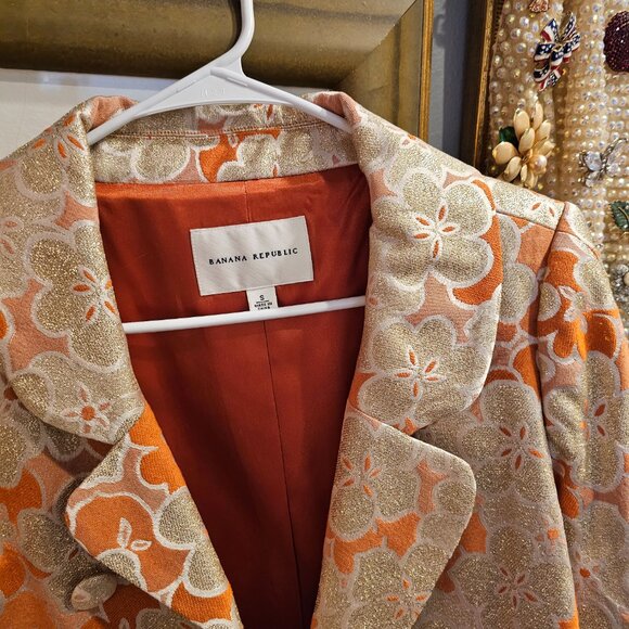 NWOT Banana Republic Brocade Gold Floral Coat Size Small - Picture 4 of 10